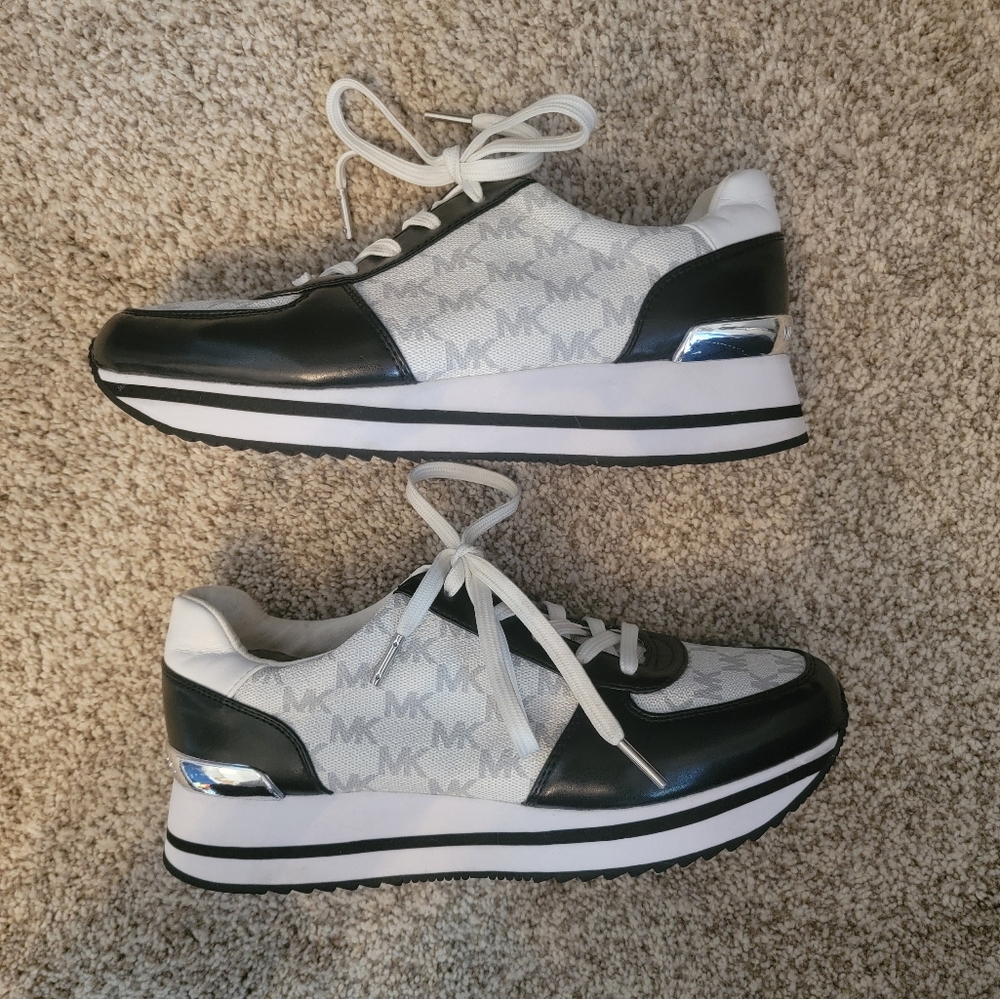 Black and White Monique Michael Kors Platform Sneakers - Picture 8 of 11